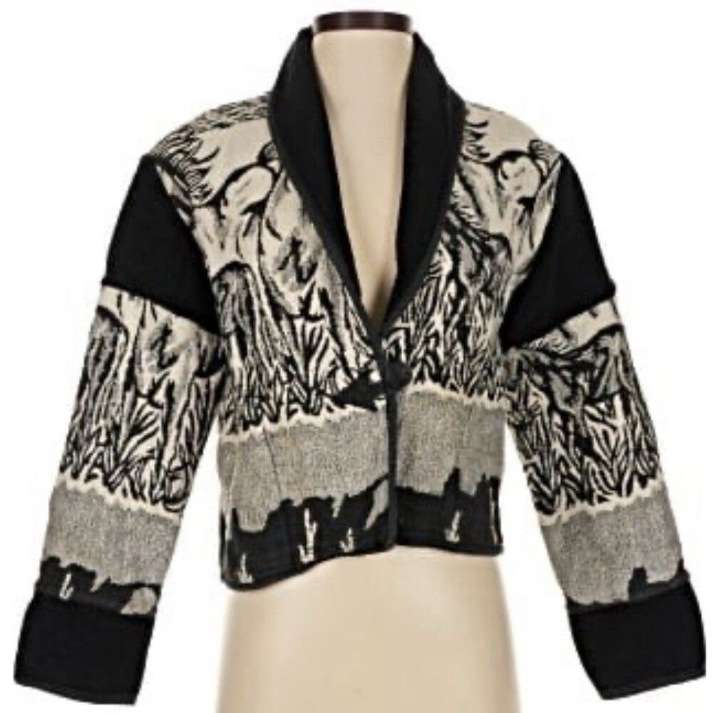 Large Vintage Women Jacket Horse Pattern Rodeo Western Wear Ranch Cowgirl Boho L